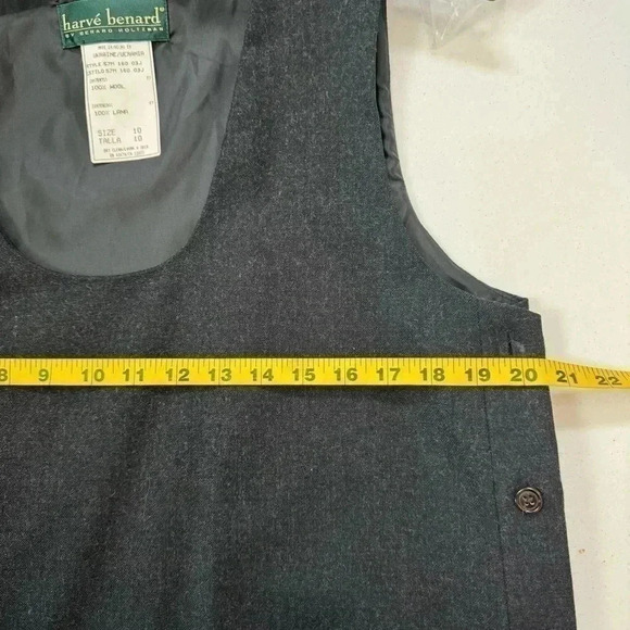Vintage Harvé Bernard Womens side Button Black Wool jumper Dress size 10 - Picture 6 of 9